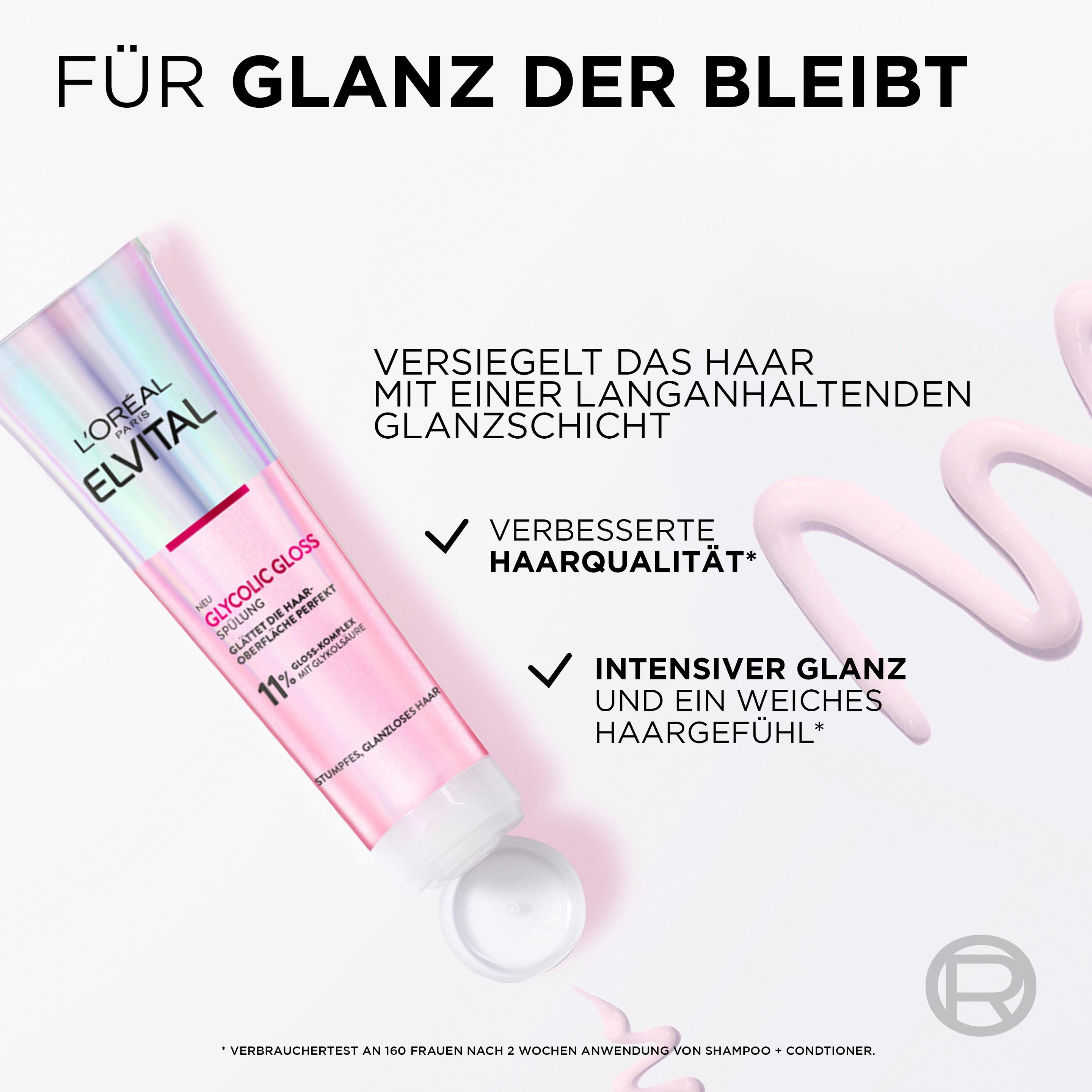 Produktbild L'Oréal Paris Elvital Glycolic Gloss Spülung - Glättet das Haar und sorgt für Geschmeidigkeit und intensiven Glanz 4 von 7