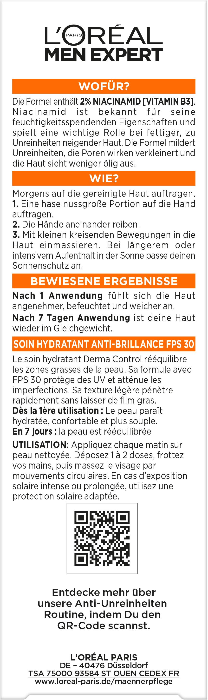 Produktbild L'Oréal Men Expert Derma Control Oil-Control Feuchtigkeitspflege LSF 30 3 von 6