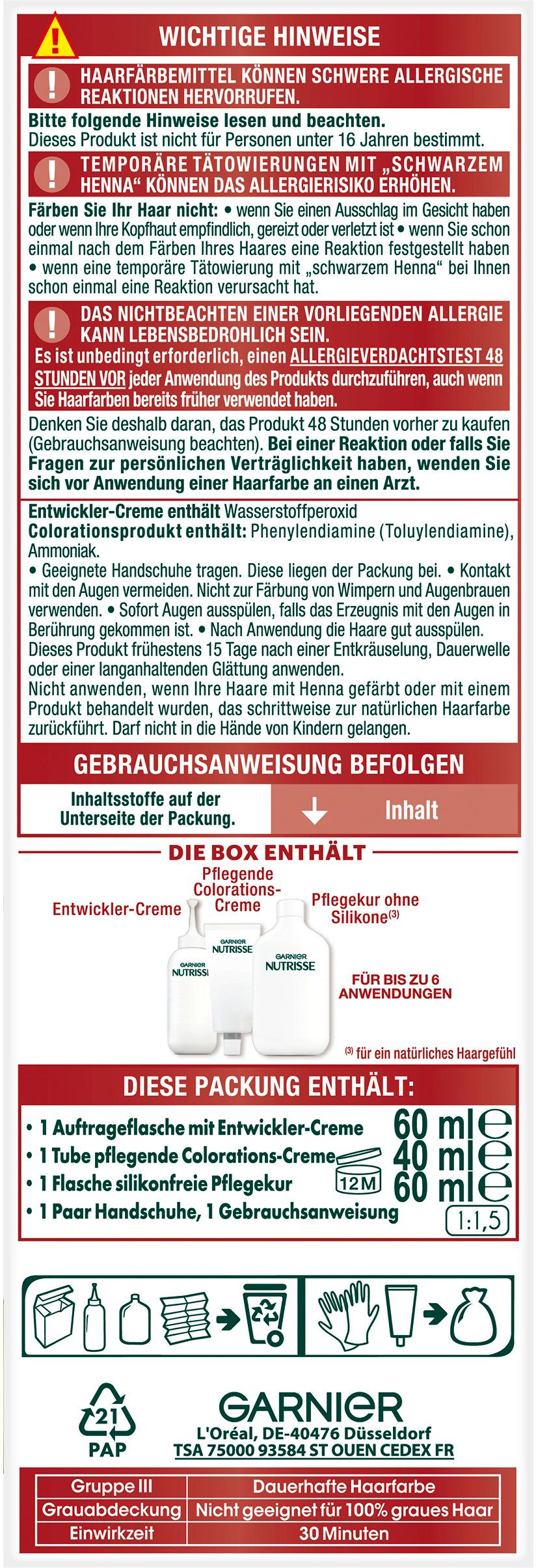 Produktbild Garnier Nutrisse Ultra Color Intensive dauerhafte Haarfarbe 4 von 6