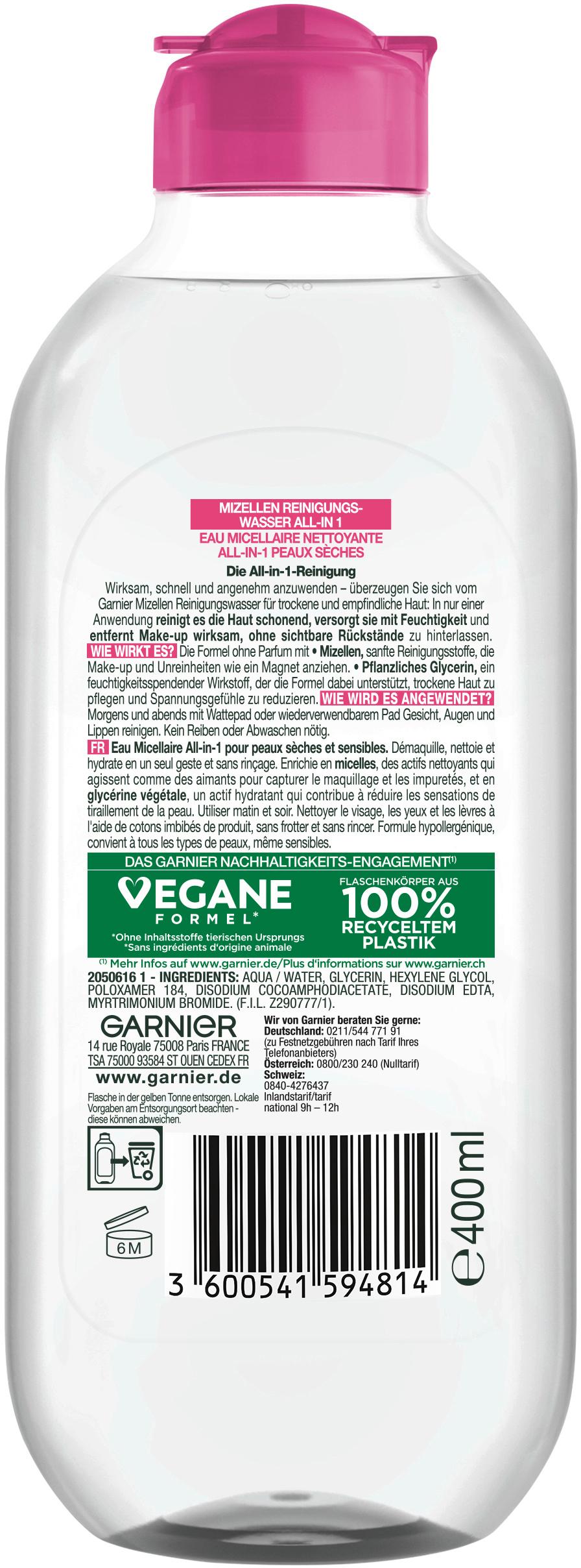 Produktbild Garnier Skin Active Mizellen Reinigungswasser All-in-1 für trockene Haut - Entfernt Make-up und Unreinheiten 2 von 7
