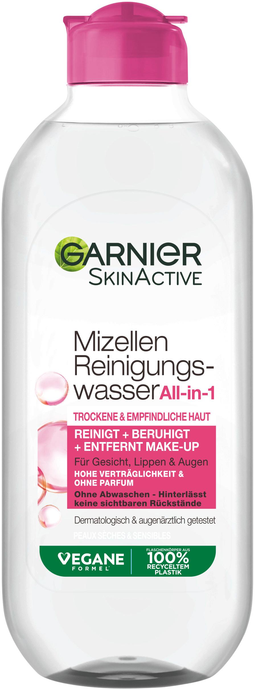 Garnier Skin Active Mizellen Reinigungswasser All-in-1 für trockene Haut - Entfernt Make-up und Unreinheiten