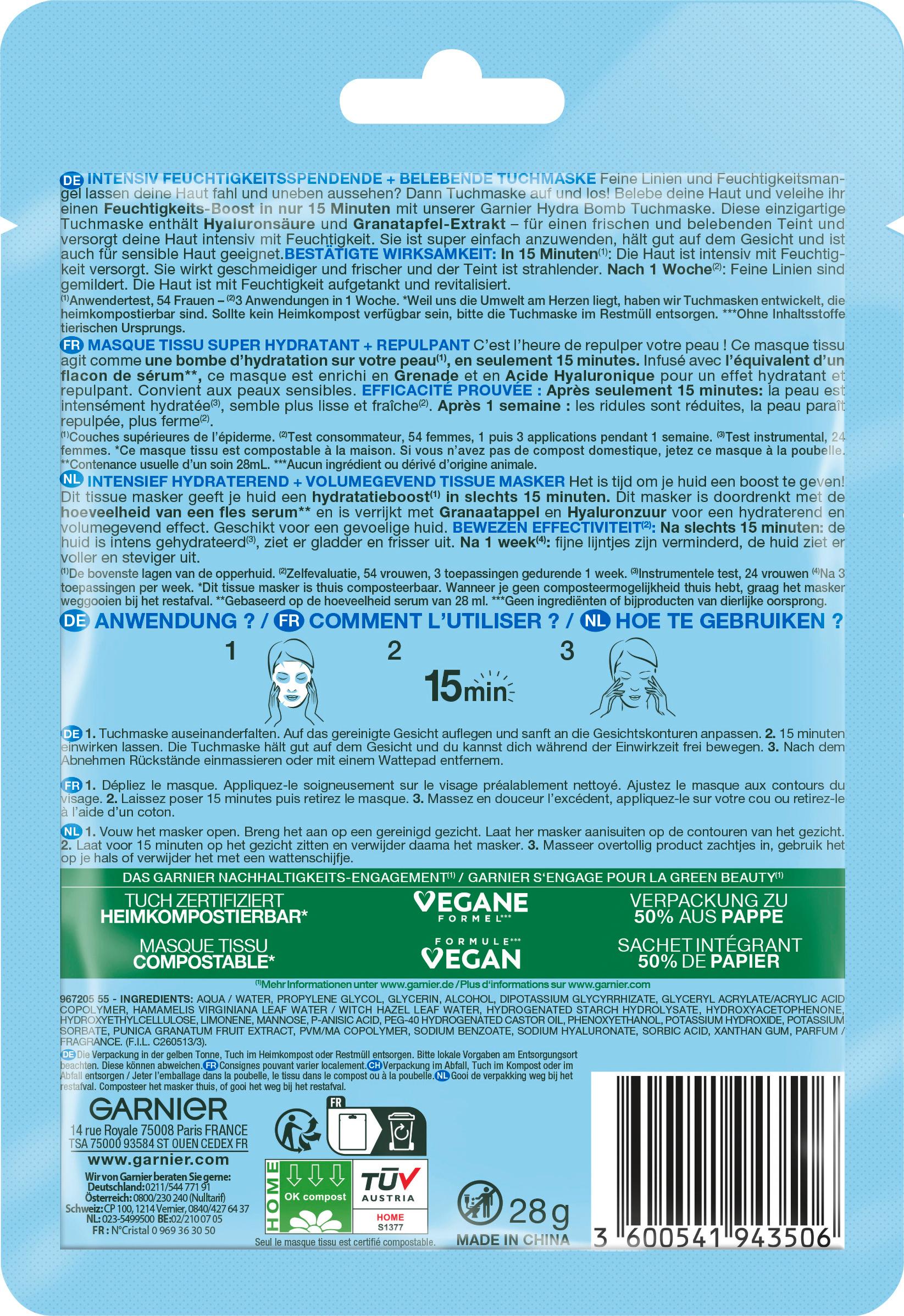 Produktbild Garnier Hydra Bomb Tuchmaske Granatapfel 2 von 11