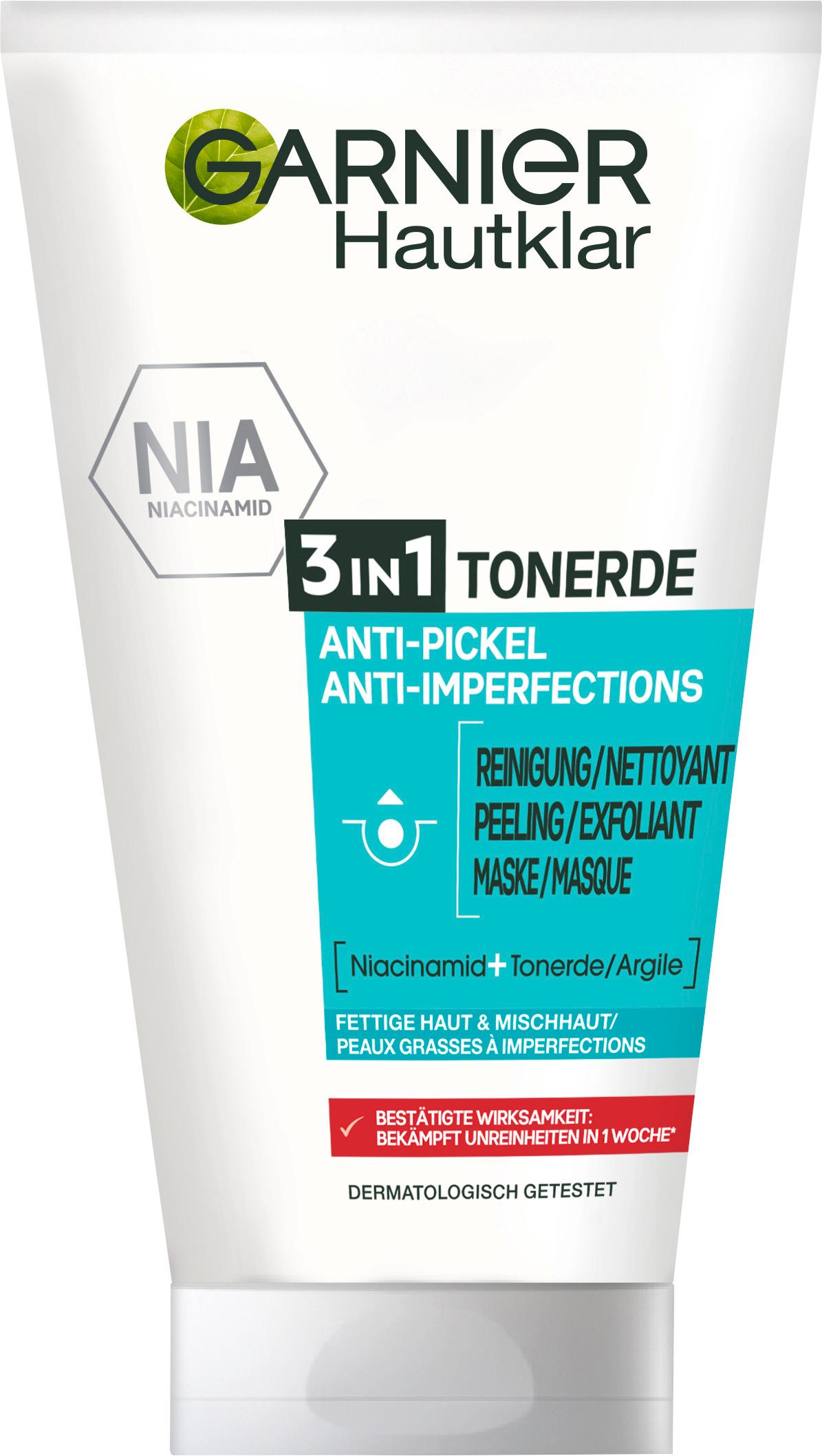 Garnier Hautklar 3in1 Reinigung+Peeling+Maske - Effiktive Pflege für unreine und fettige Haut für ein klares Hautbild