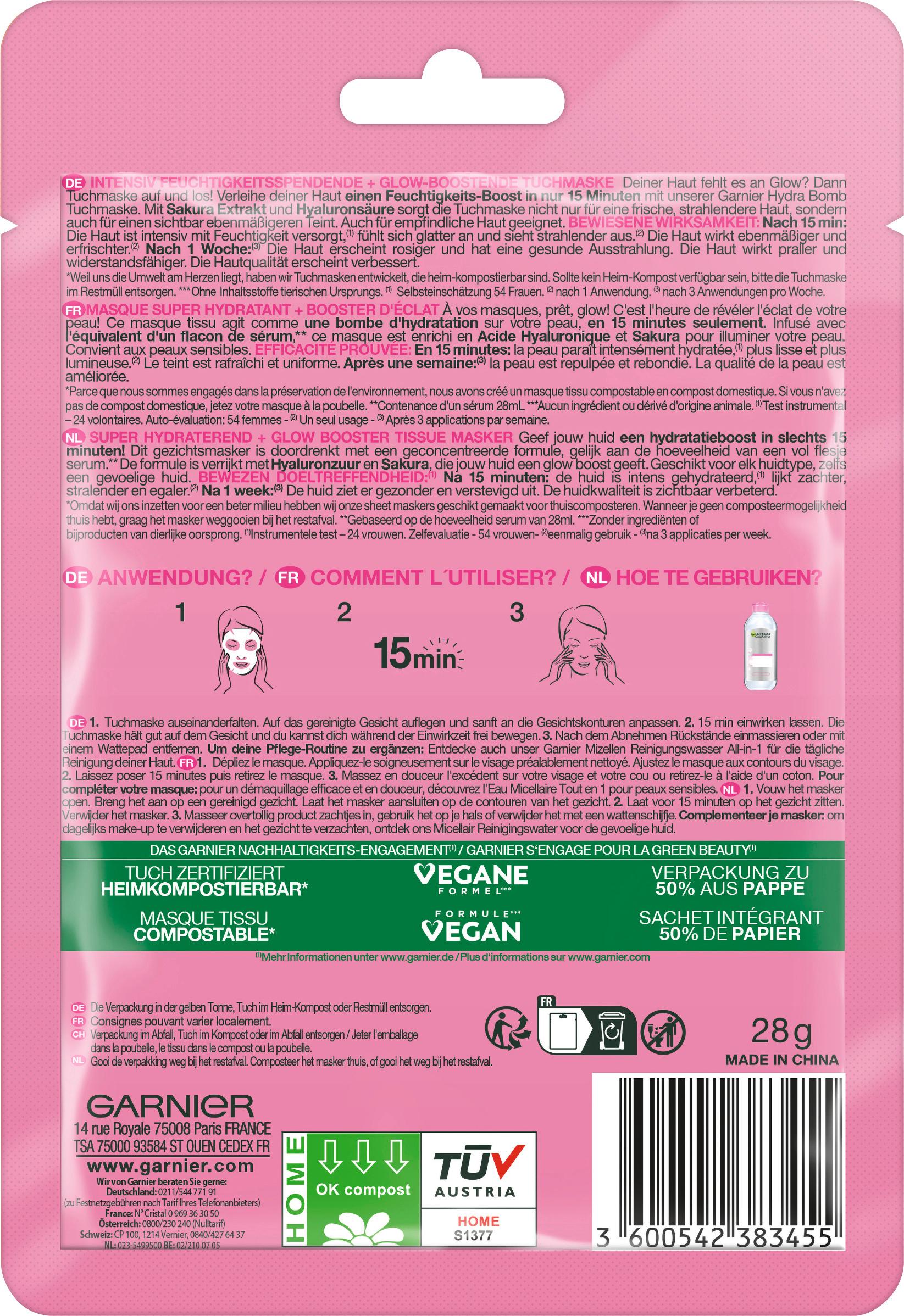 Produktbild GARNIER Skin Active Hydra Bomb Tuchmaske Sakura 2 von 9