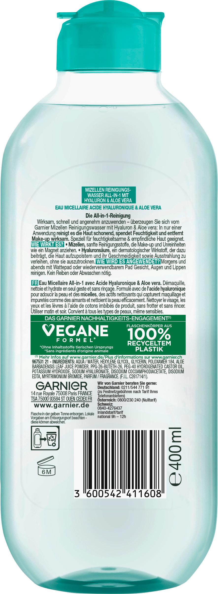Produktbild Garnier Skin Active Mizellen Reinigungswasser All-in-1 mit Hyaluron&Aloe Vera 2 von 3