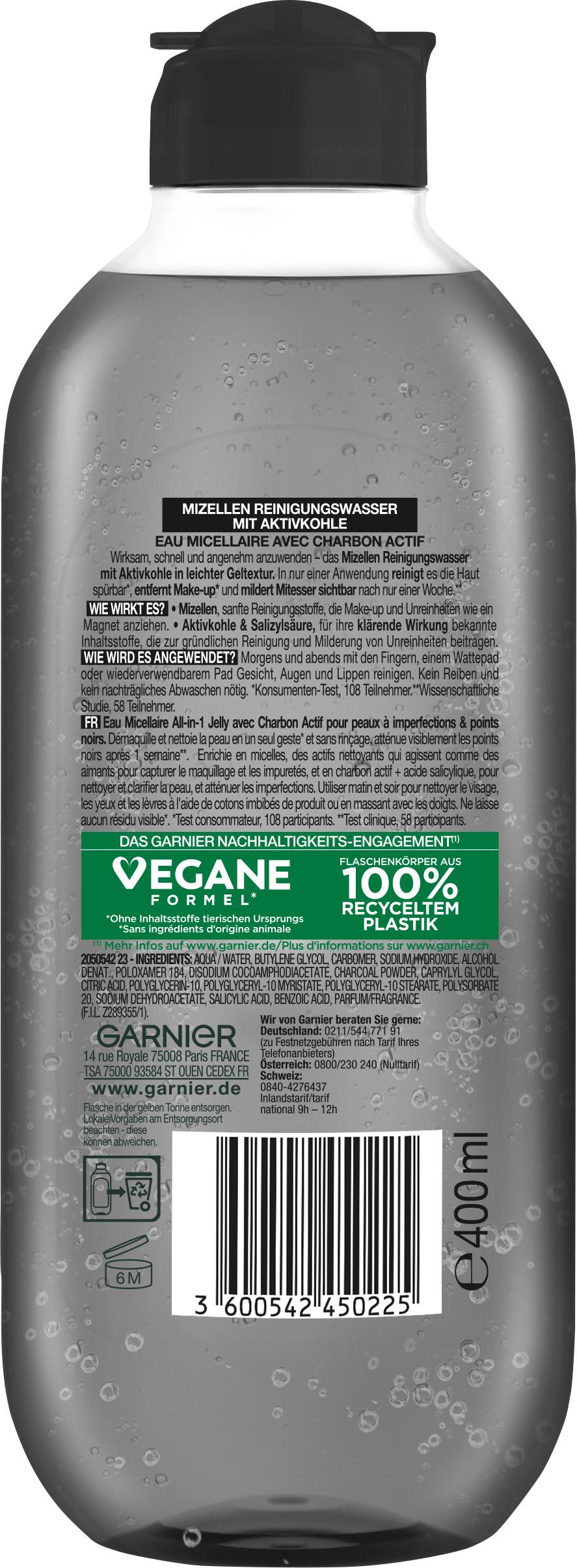 Produktbild Garnier Skin Active Hautklar Mizellen Jelly Reinigungswasser mit Aktivkohle und Salicylsäure 2 von 9