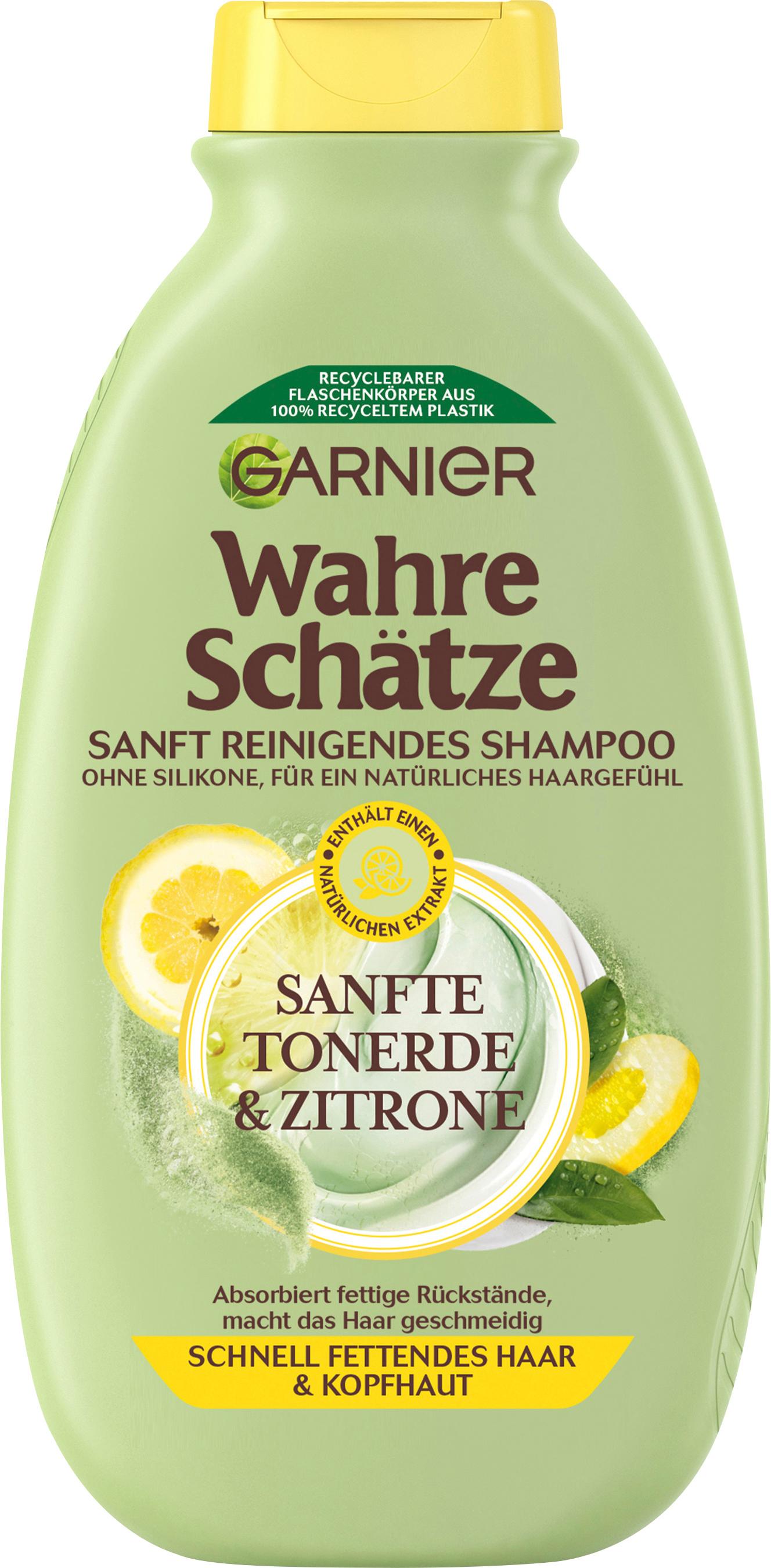 Garnier Wahre Schätze Shampoo Tonerde/Zitrone - Für ein natürliches und geschmeidiges Haargefühl ohne Silikone