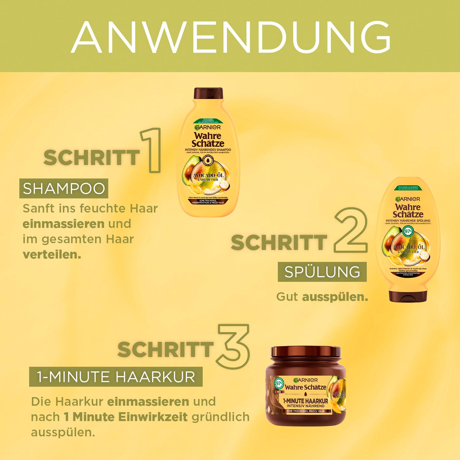 Produktbild Garnier Wahre Schätze Shampoo Avocado-Öl/Sheabutter - Shampoo für trockenes Haar - für ein natürliches Haargefühl 7 von 7