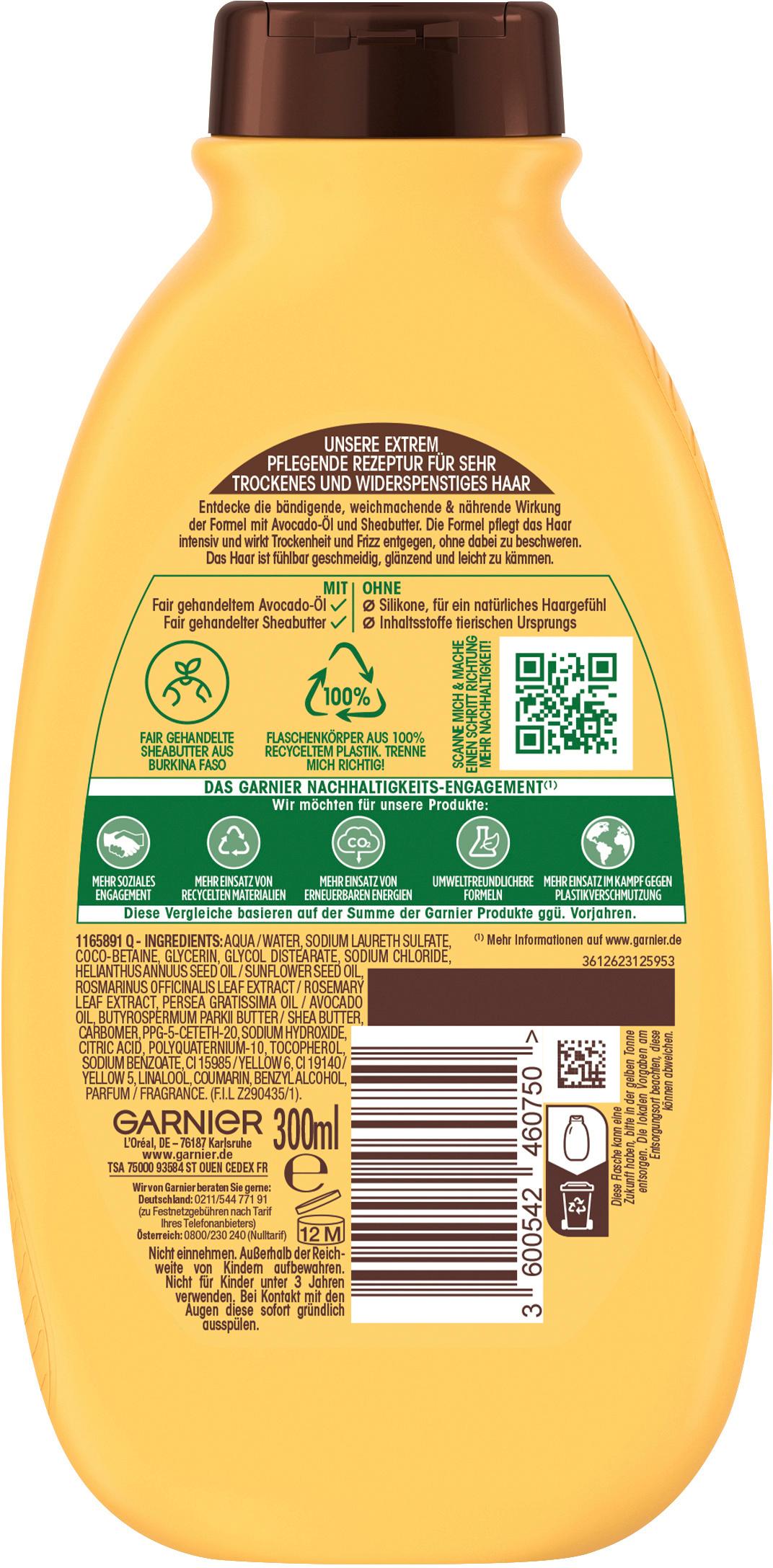 Produktbild Garnier Wahre Schätze Shampoo Avocado-Öl/Sheabutter - Shampoo für trockenes Haar - für ein natürliches Haargefühl 2 von 7