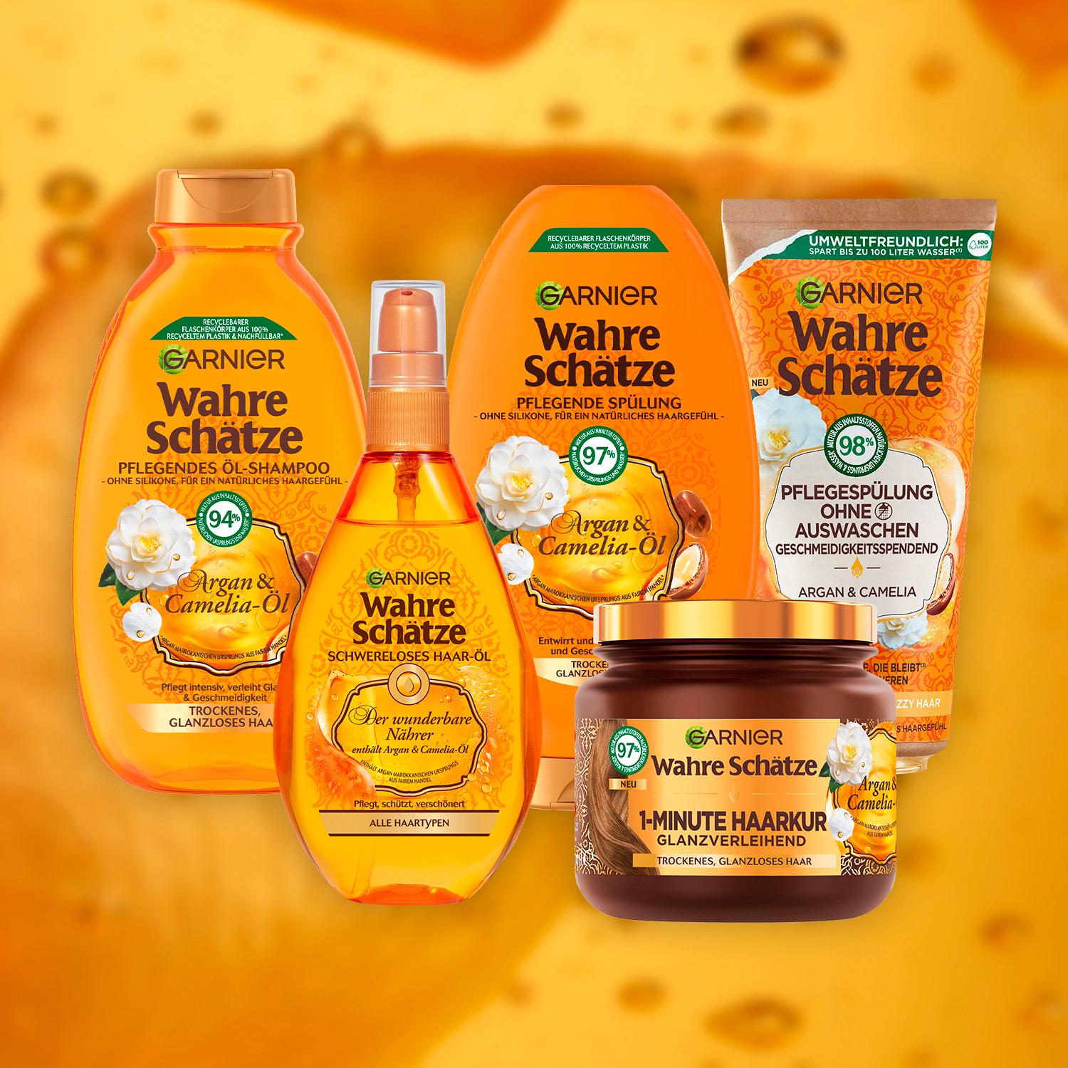 Produktbild Garnier Wahre Schätze Pflegendes Öl-Shampoo Argan-&Camelia-Öl - Intensive Pflege für trockenes und glanzloses Haar 7 von 8