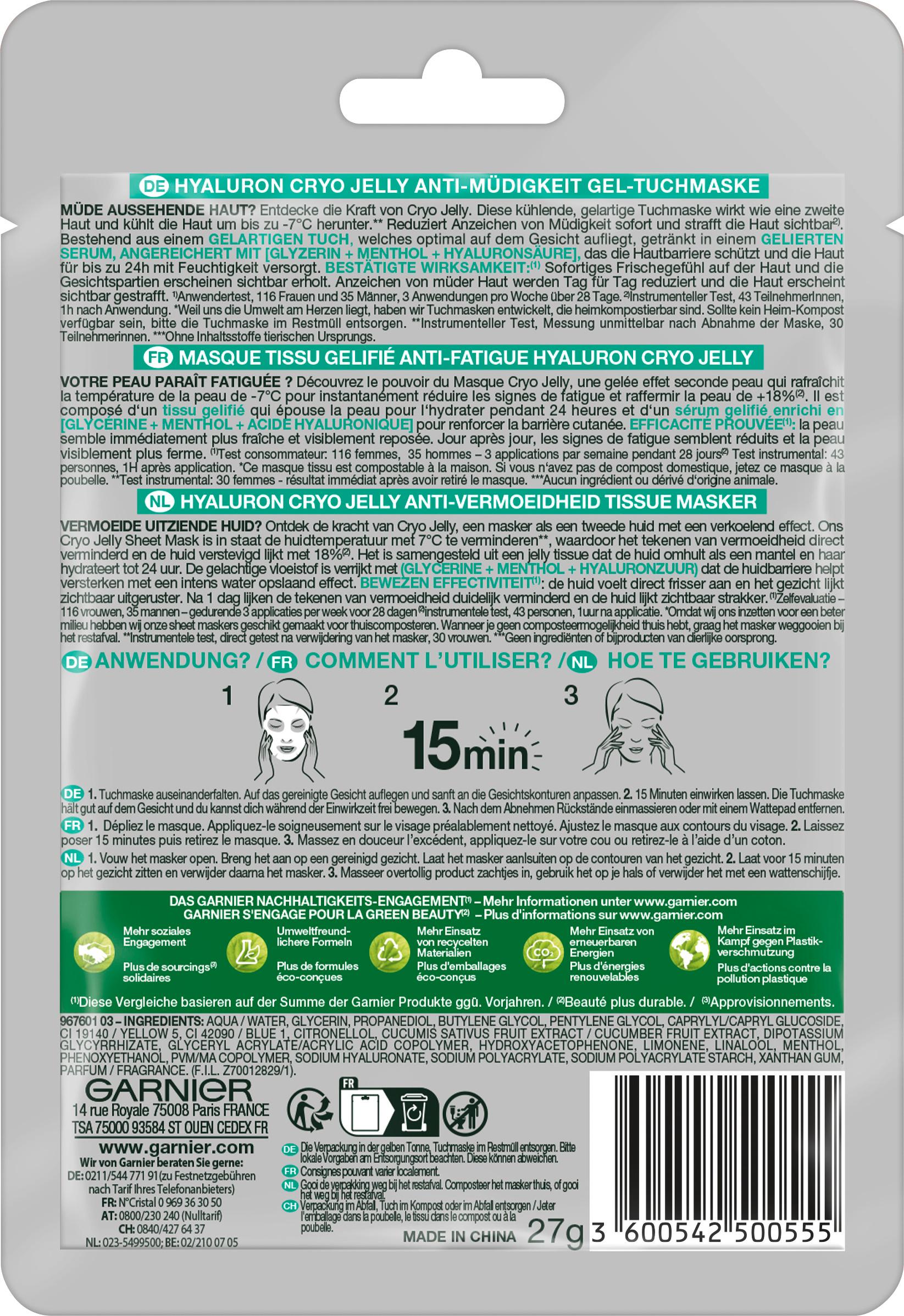 Produktbild Garnier Skin Active Hyaluron Cryo Jelly Tuchmaske 2 von 7