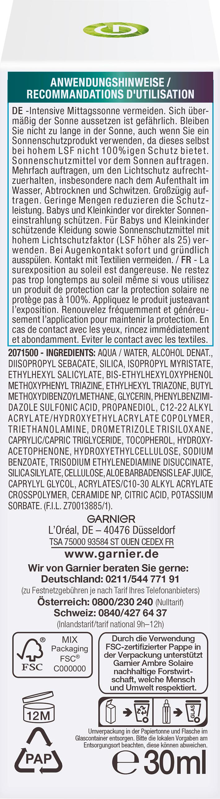 Produktbild Garnier Ambre Solaire Super UV Gesichtsserum LSF50 19 von 19