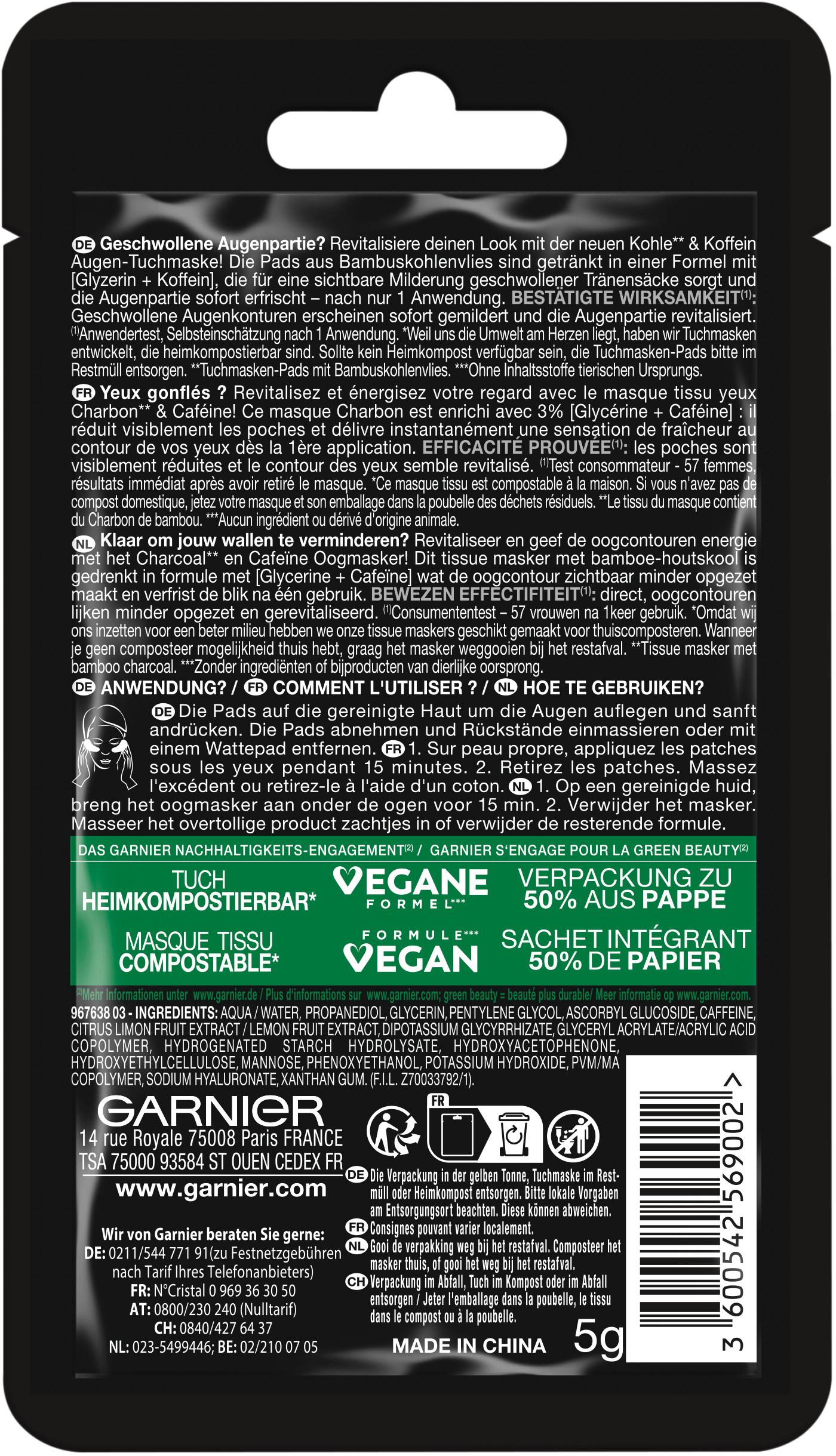 Produktbild Garnier SkinActive Koffein aufpolsternde Augen-Tuchmaske 2 von 2
