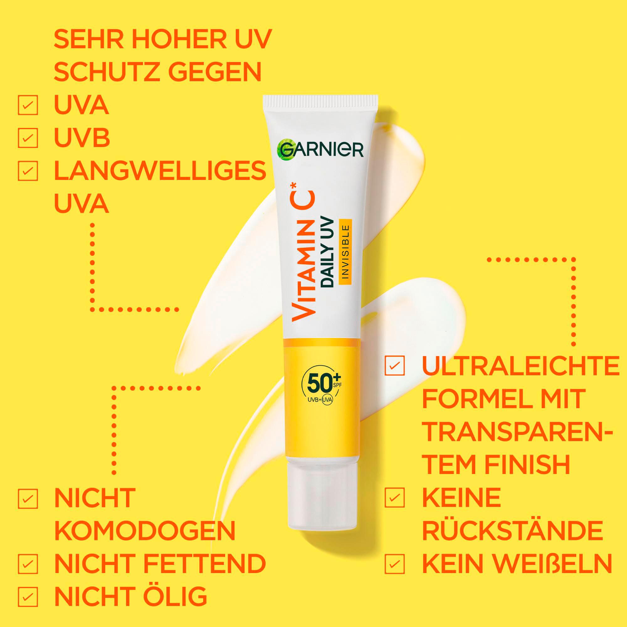 Produktbild Garnier SkinActive Vitamin C Tägliches Sonnenfluid Invisible LSF 50+ 3 von 15