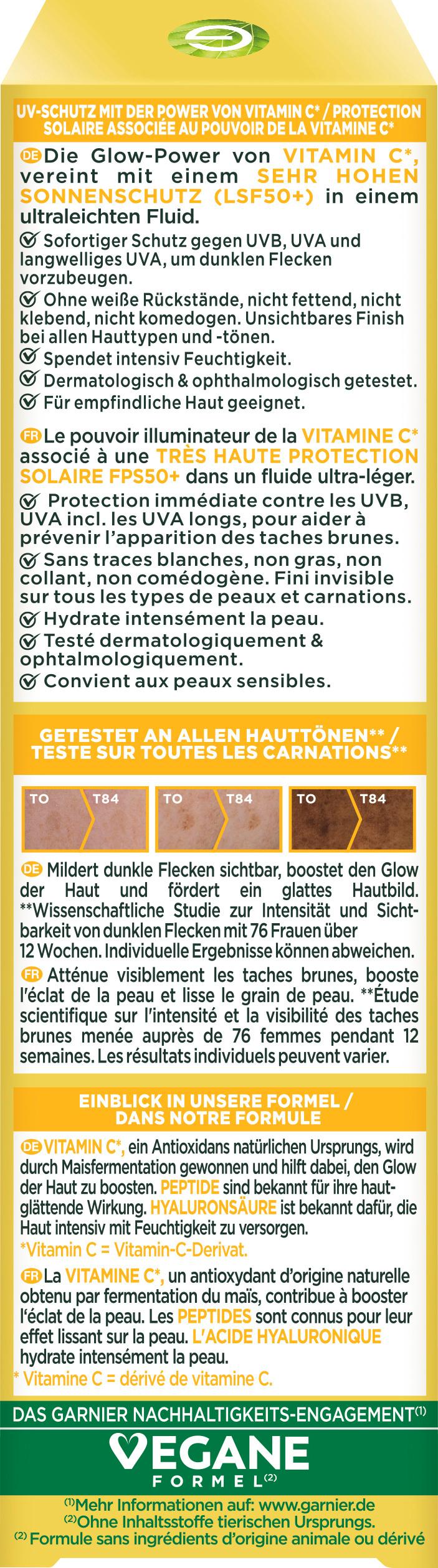 Produktbild Garnier SkinActive Vitamin C Tägliches Sonnenfluid Invisible LSF 50+ 2 von 15
