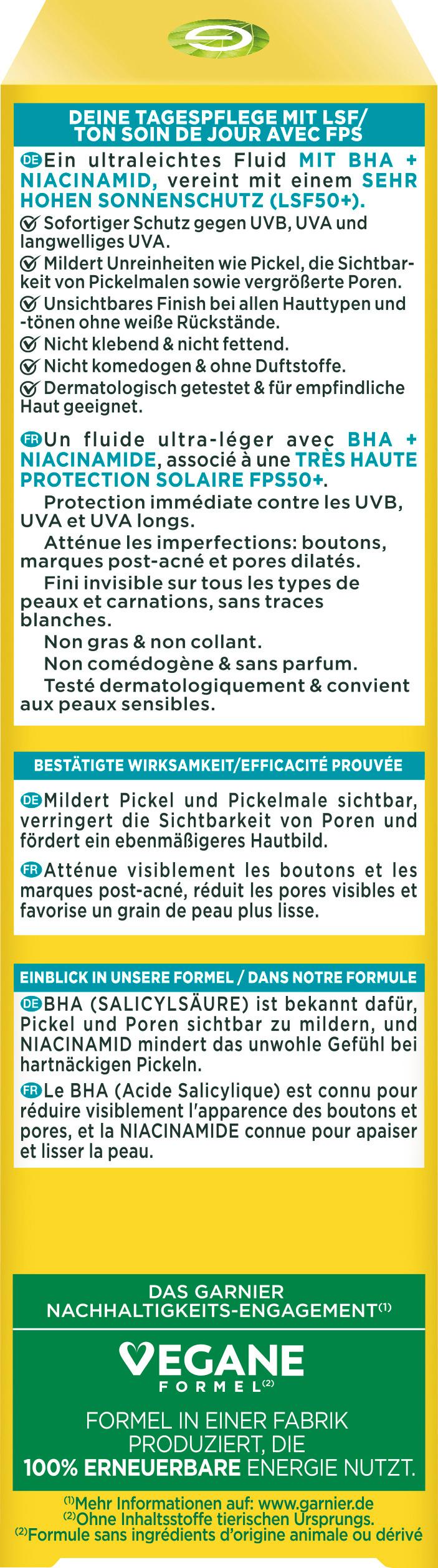 Produktbild Garnier BHA+Niacinamide Daily UV Sonnenschutz 2 von 16