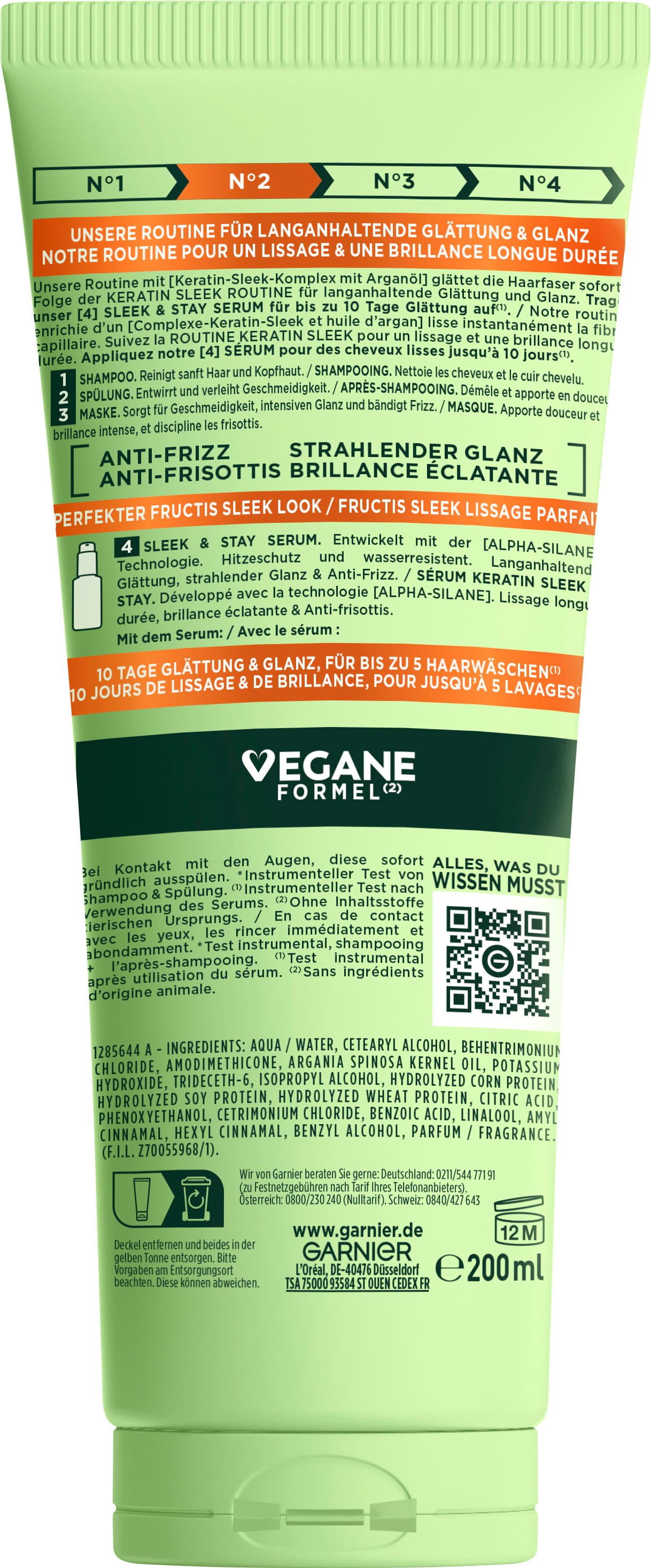 Produktbild Garnier Fructis Keratin Sleek Spülung 2 von 6
