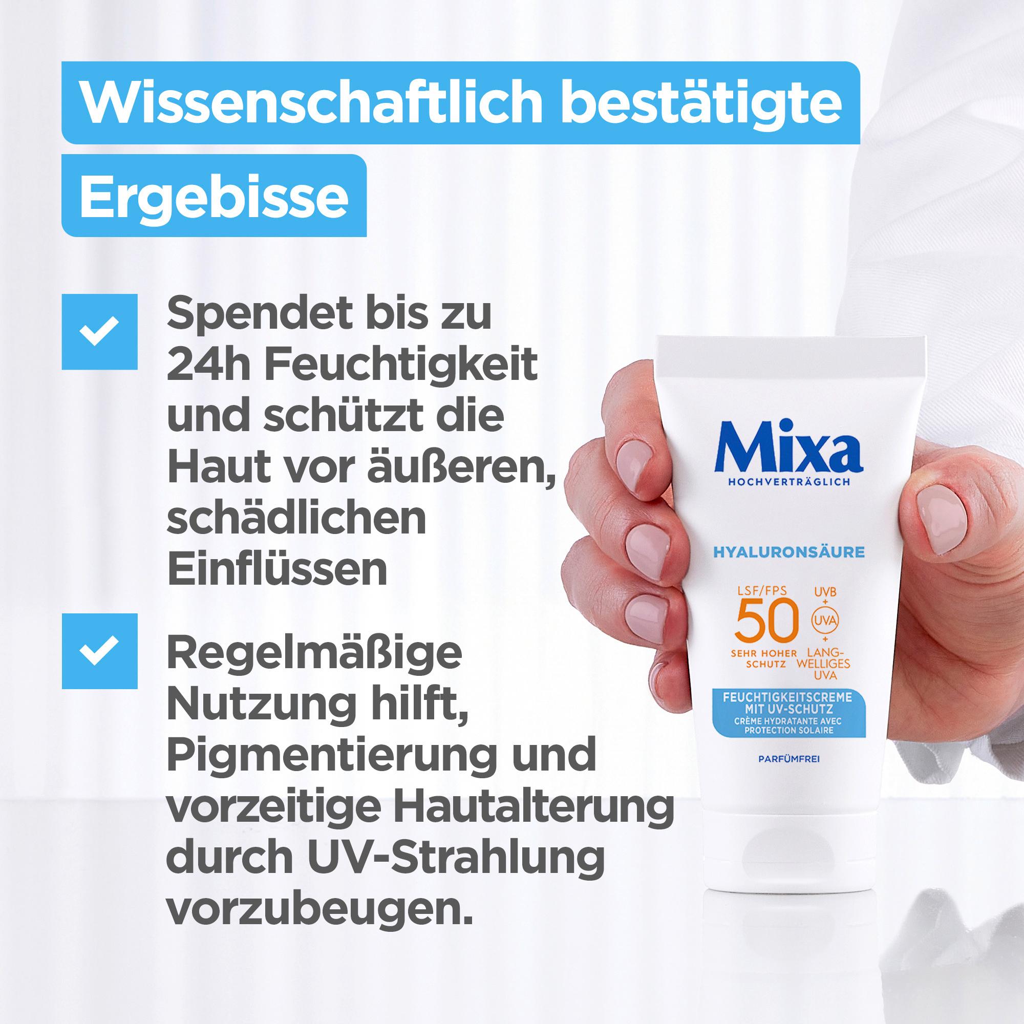 Produktbild Mixa Feuchtigkeitscreme mit UV-Schutz Hyaluronsäure LSF50 4 von 12