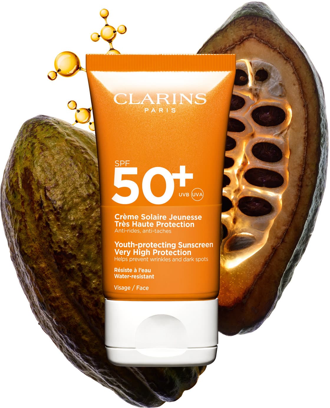 CLARINS Sonnenschutz-Creme mit Anti-Falten-Wirkung für das Gesicht SPF 50+