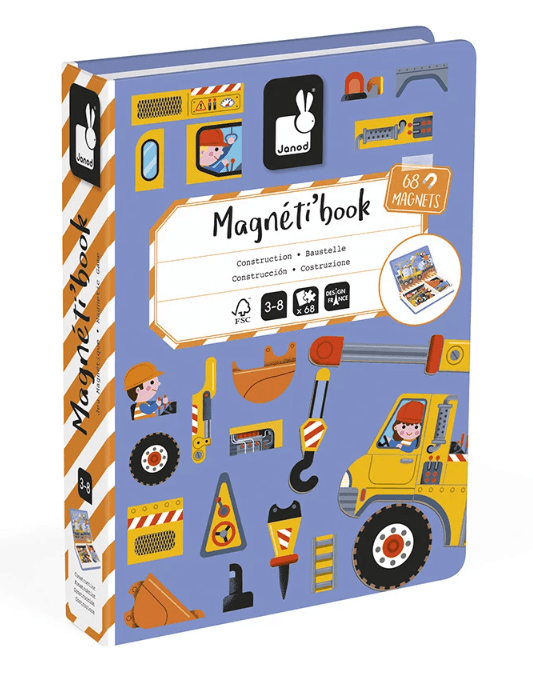JANOD Magnetbuch Baustelle – Kreatives Lernspiel zur Förderung von Technikverständnis und Fantasie ab 3 Jahren