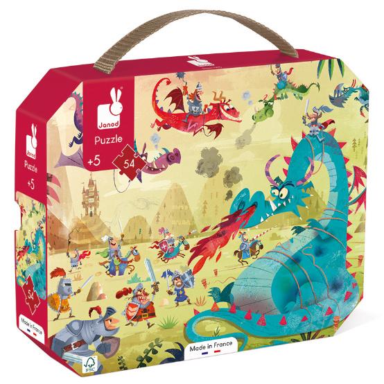 Janod - PUZZLEKOFFER DRACHEN 2615, 54 Teile, J02615