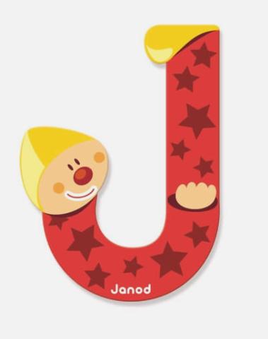 Janod - Buchstabe Clown J verschiedene Farben, 1 Stück, sortiert
