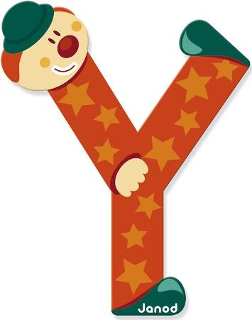 Janod - Buchstabe Clown Y verschiedene Farben, 1 Stück, sortiert