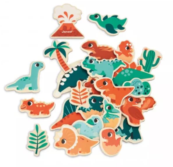 JANOD Dino-Magnete – Kreatives Holzspiel für Kinder ab 2 Jahren mit 24 magnetischen Elementen