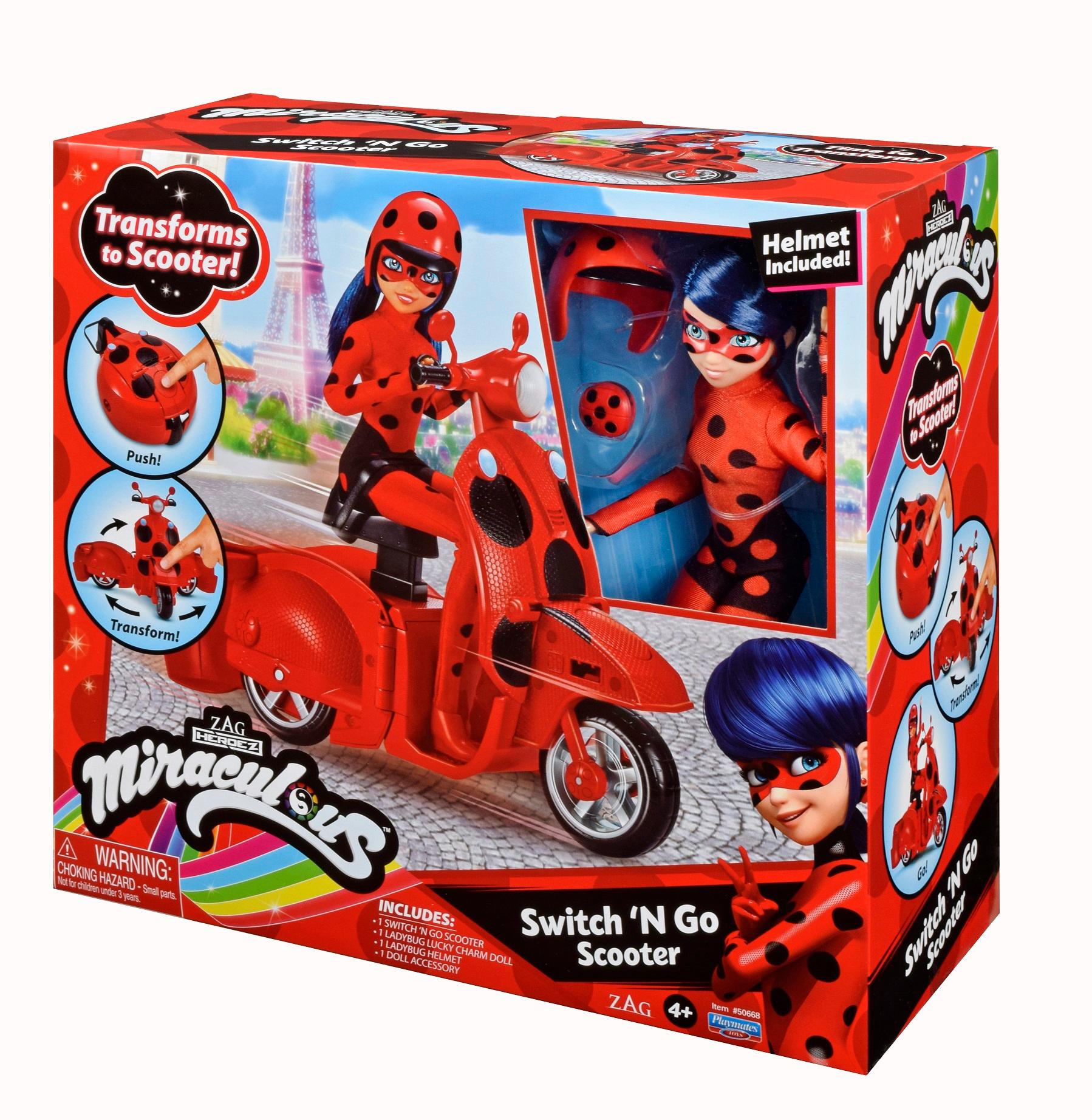 Produktbild Bandai - Miraculous Ladybud Lucky Charm Puppe mit Switch `n go Scooter 4 von 9