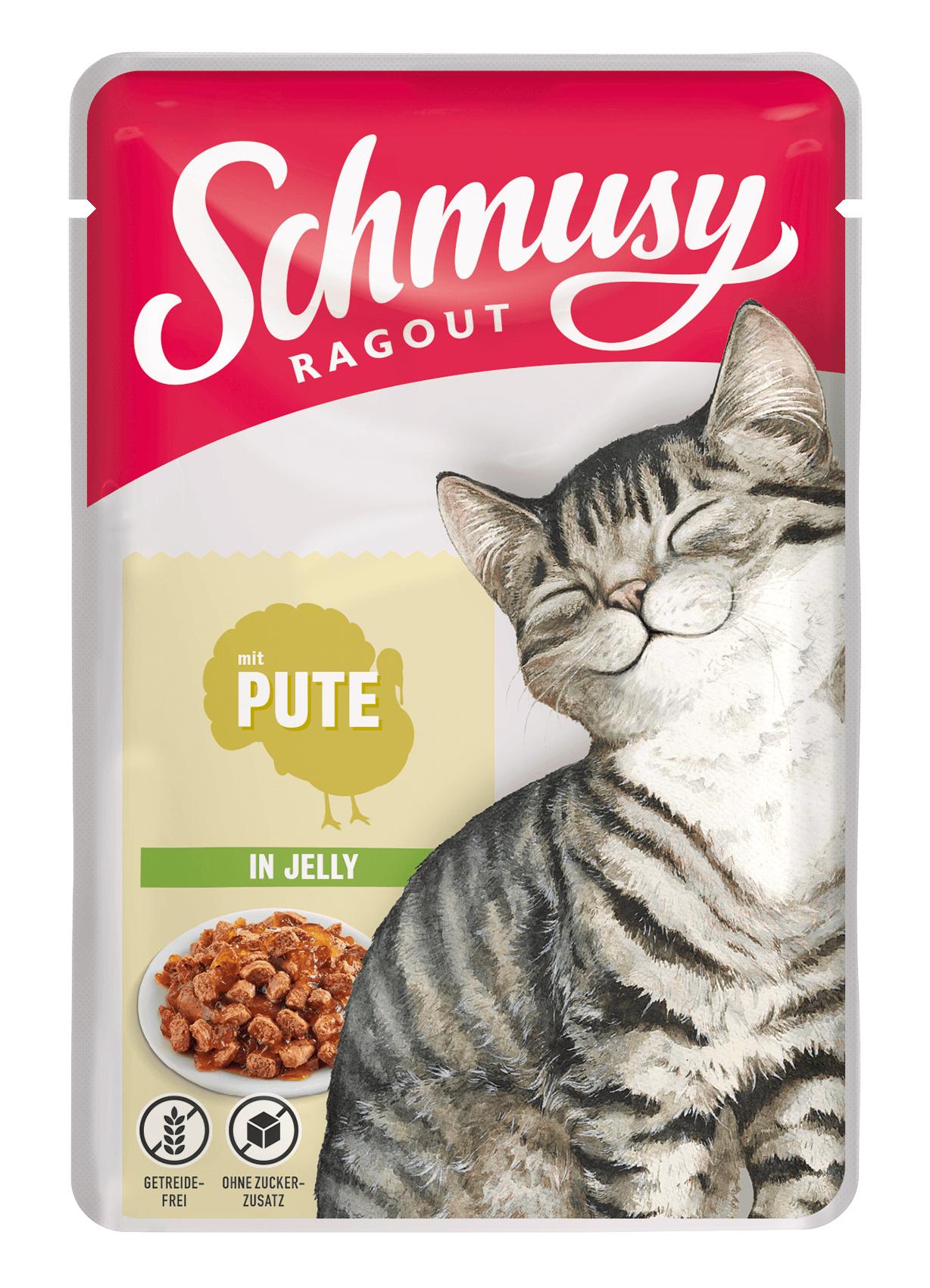 Schmusy Katzennassfutter Ragout mit Pute in Jelly