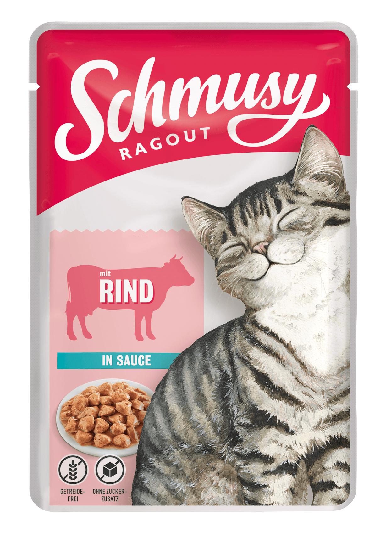 Schmusy Katzennassfutter Ragout mit Rind in Sauce