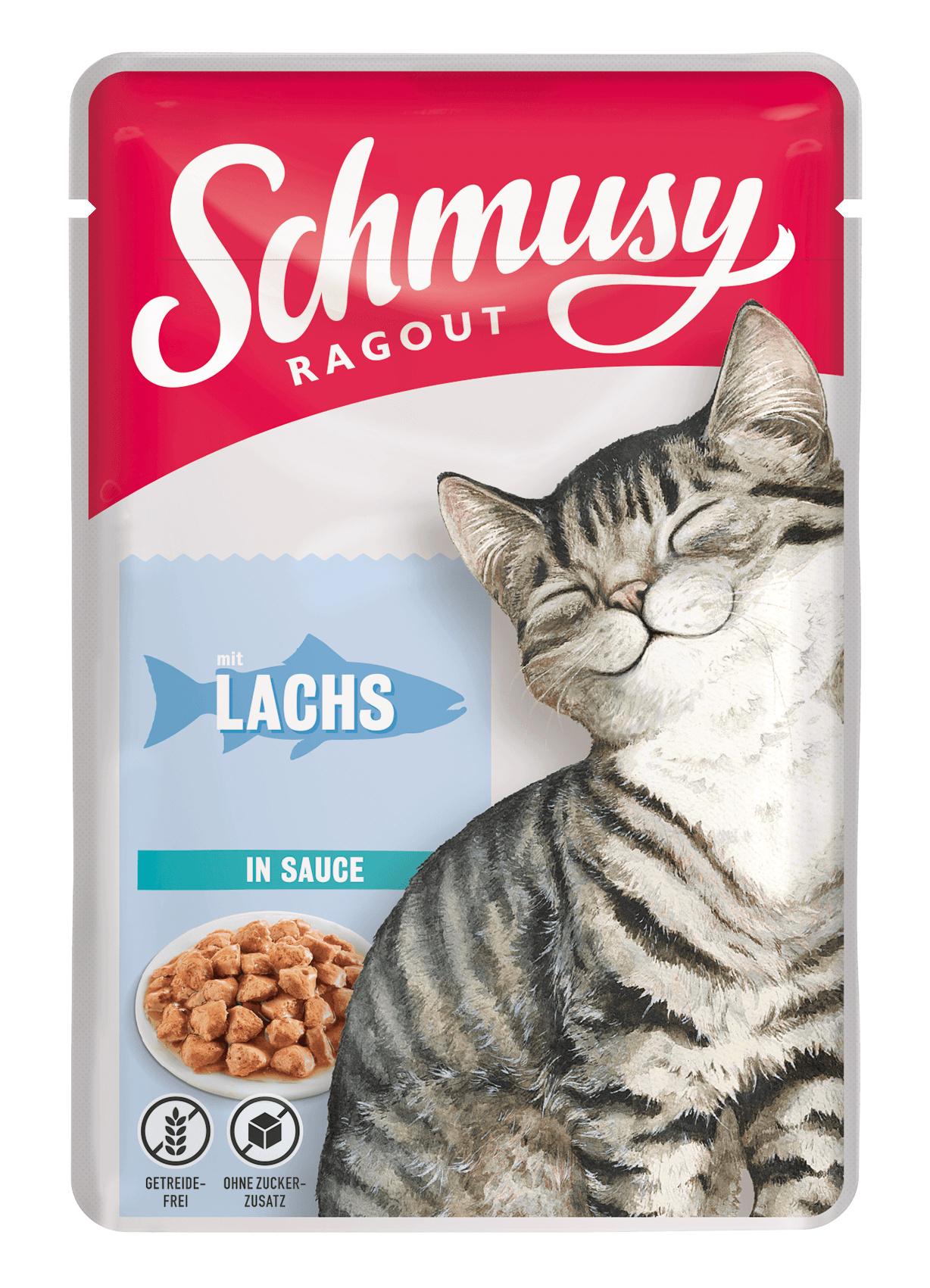 Schmusy Katzennassfutter Ragout mit Lachs in Sauce