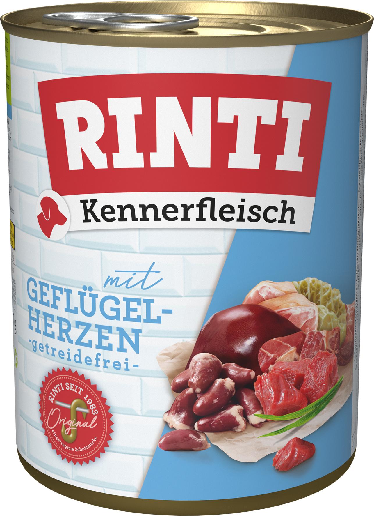 RINTI Hundenassfutter Kennerfleisch Geflügelherzen