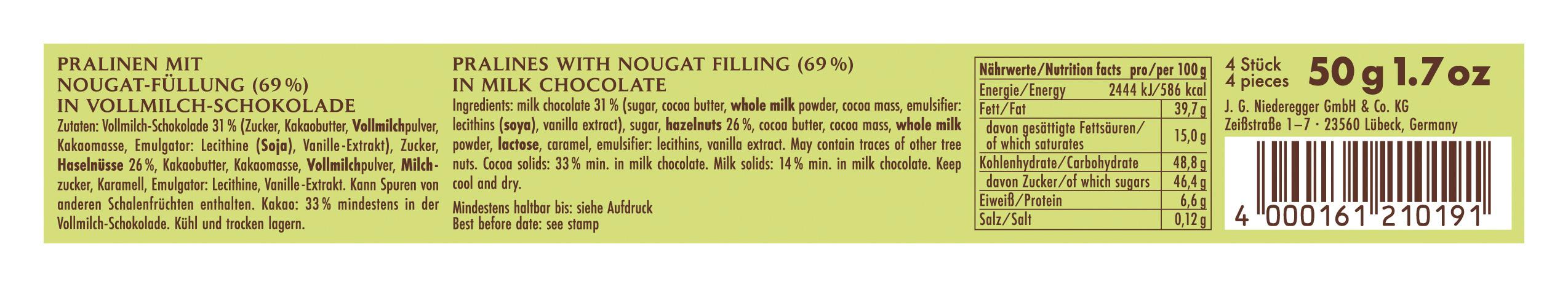 Produktbild Niederregger Nuss-Nougat Riegel 3 von 3