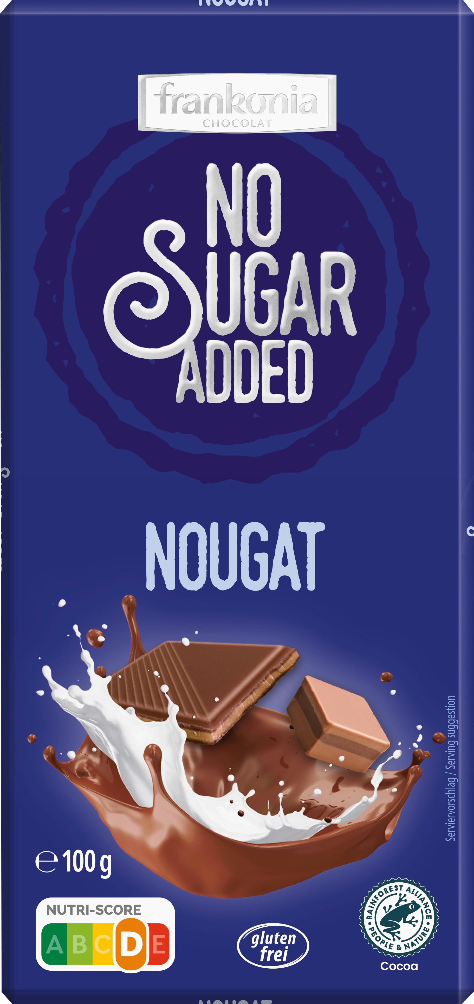 Frankonia NSA Nougat Tafel mit Süßungsmittel Maltit und Ballaststoff Inulin 100g