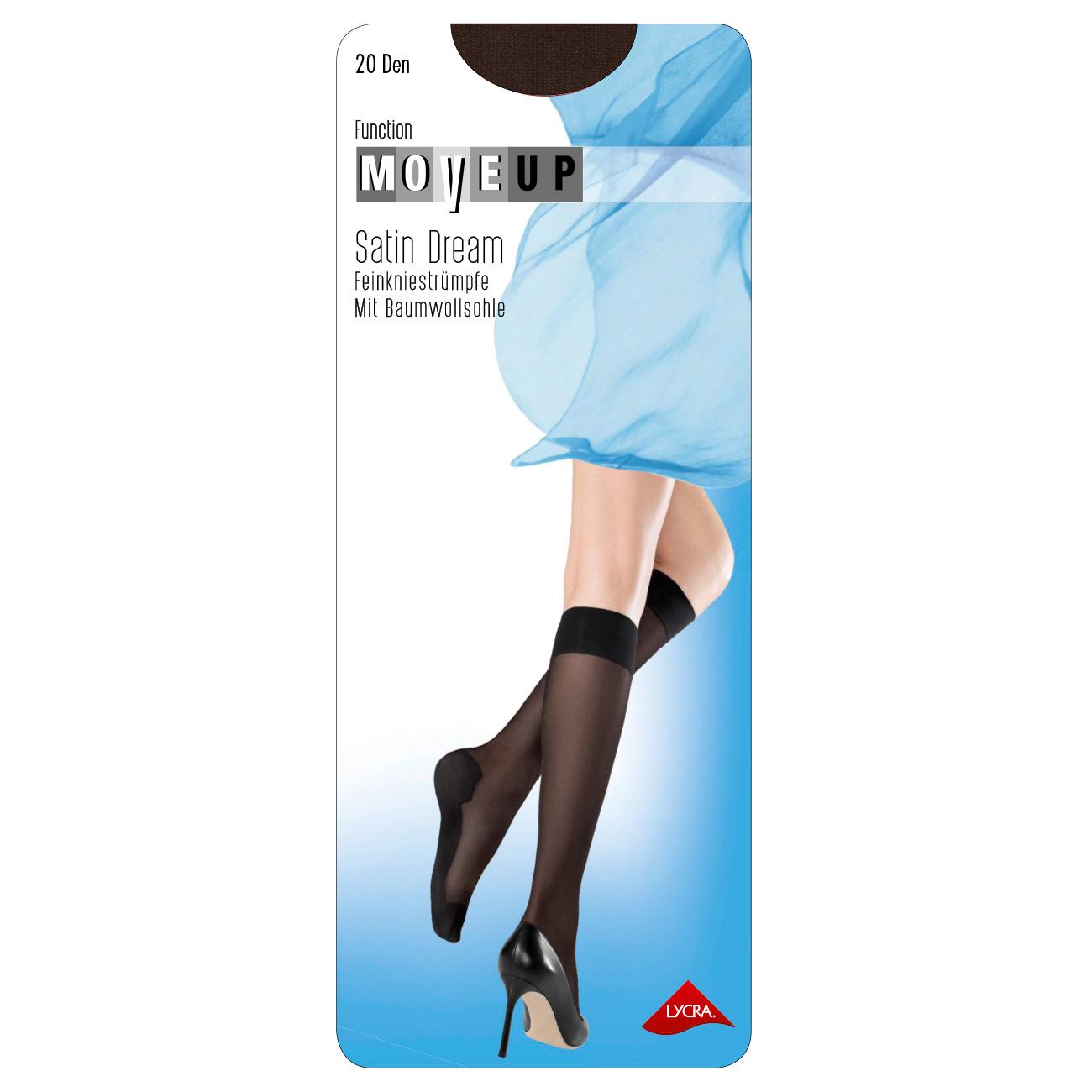 Produktbild MOVE UP Damen Kniestrümpfe mit Baumwollsohle Satin Dream 20 DEN 2 von 3
