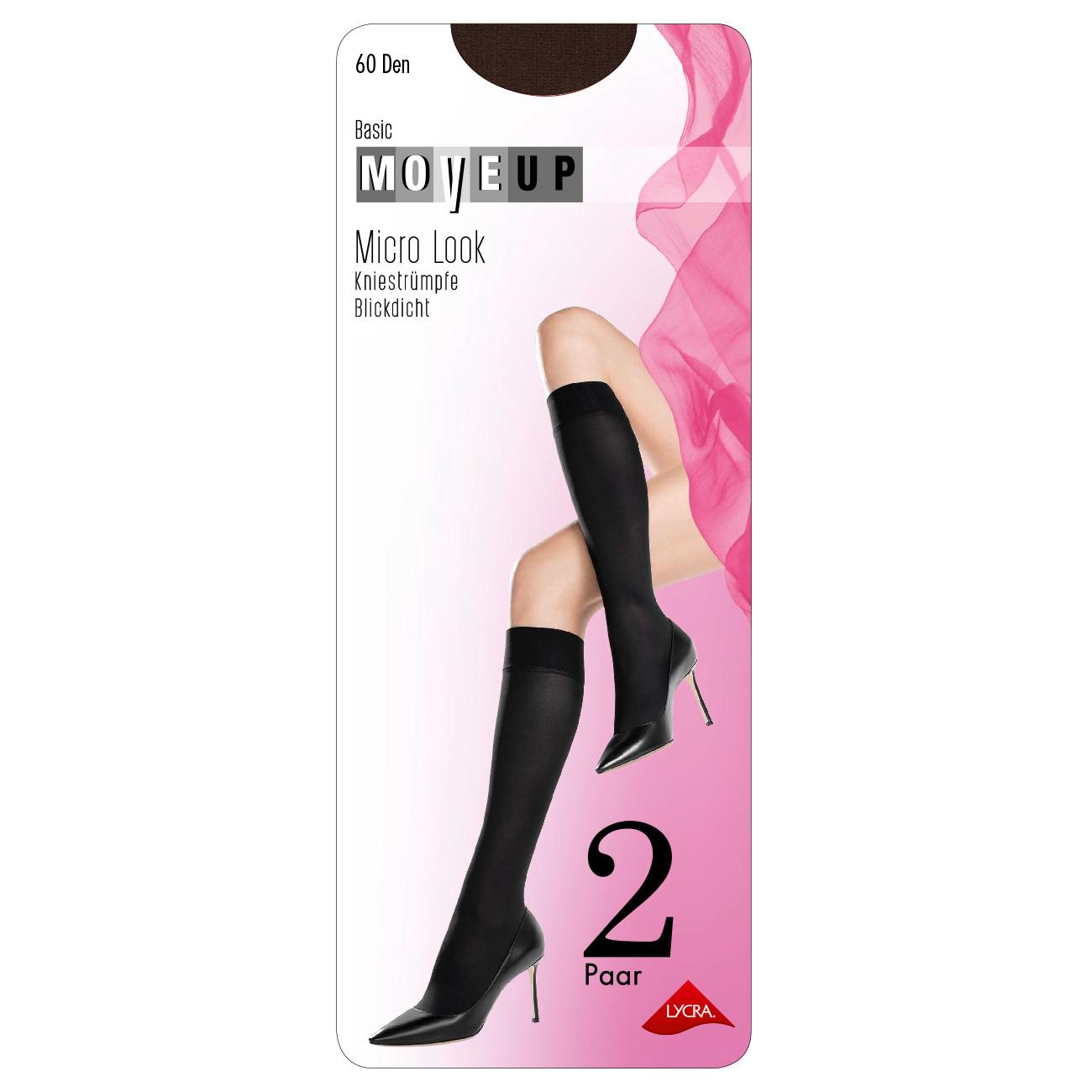 Produktbild MOVE UP Damen Kniestrümpfe Mikro Look 60 DEN 2er Pack 2 von 3