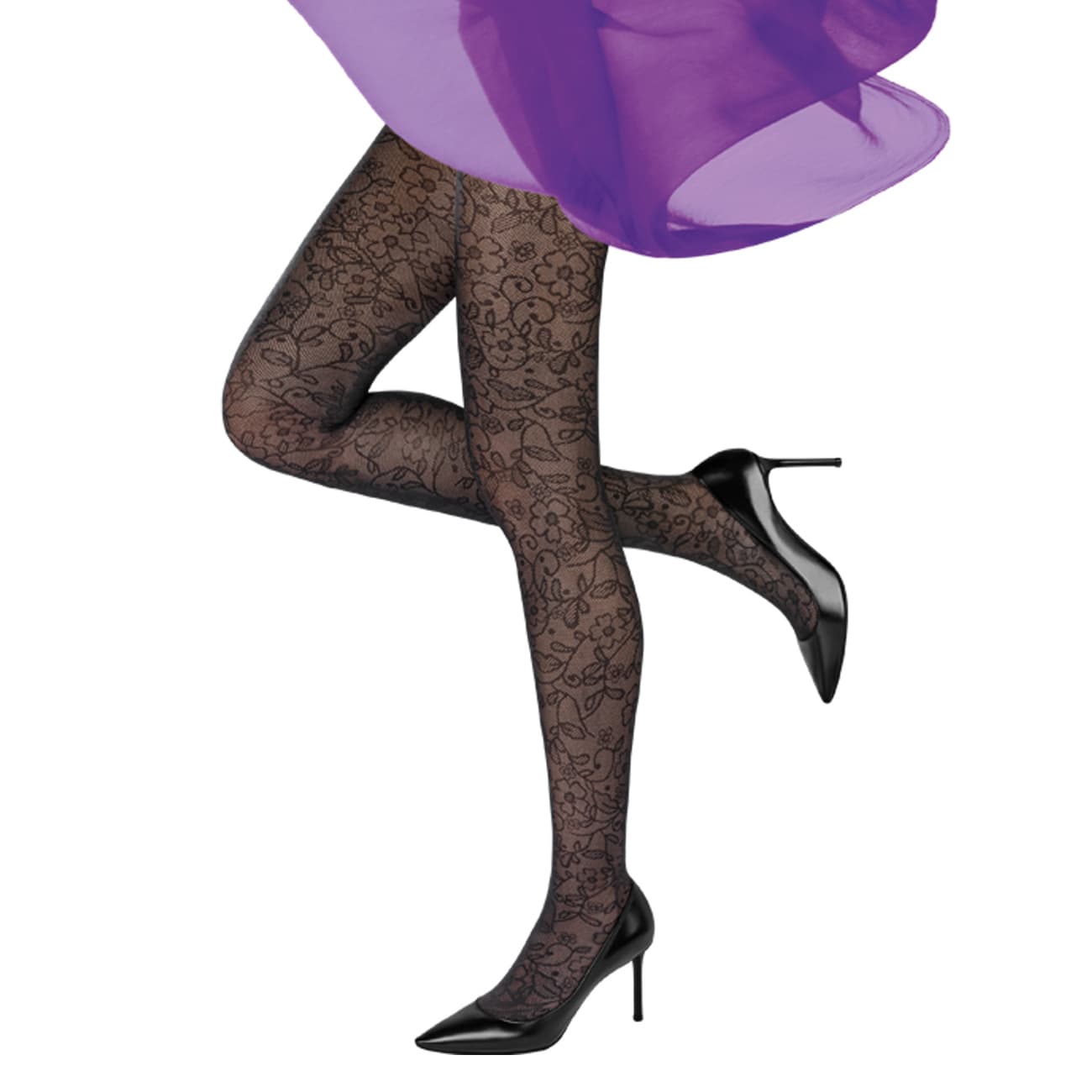 MOVE UP Damen Feinstrumpfhose Blumenranke 50 DEN
