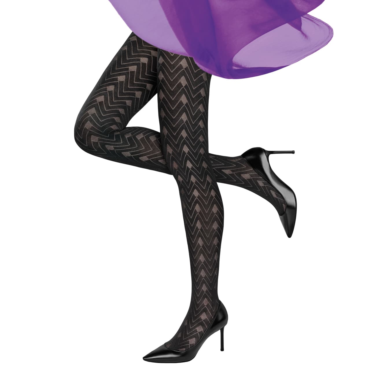 MOVE UP Damen Feinstrumpfhose Zick Zack 70 DEN