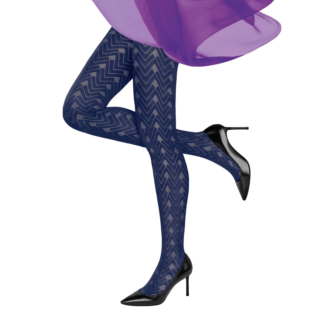 MOVE UP Damen Feinstrumpfhose Zick Zack 70 DEN