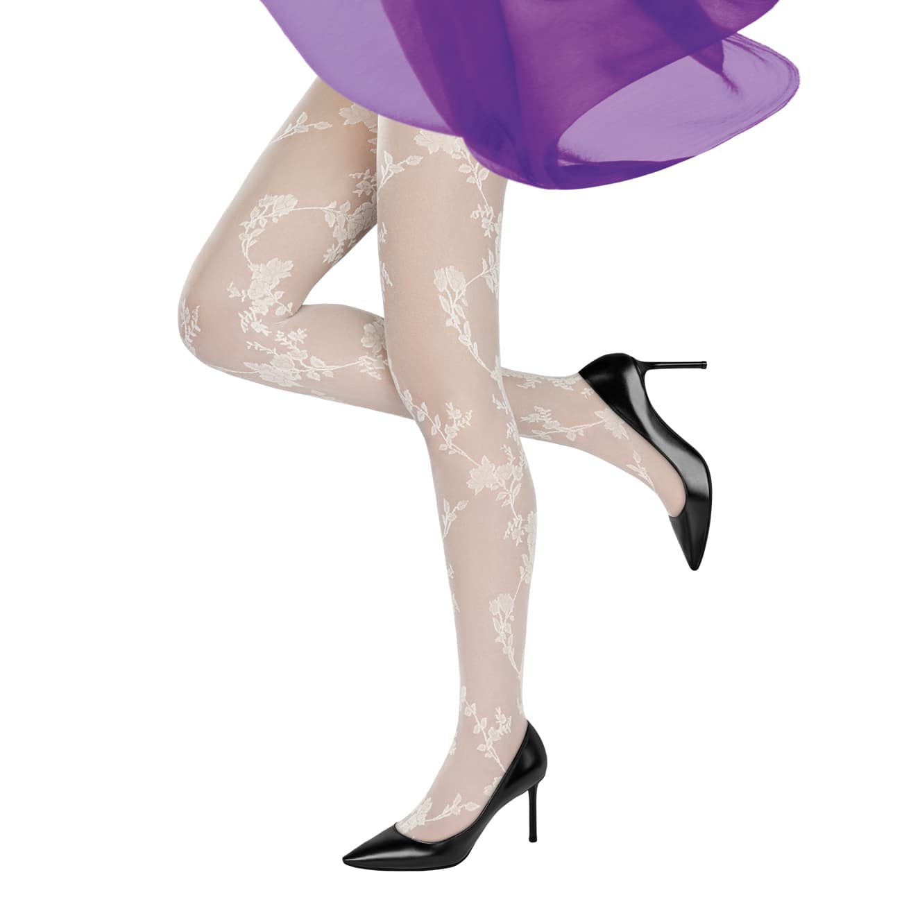 MOVE UP Damen Feinstrumpfhose Blumenranken 30 DEN