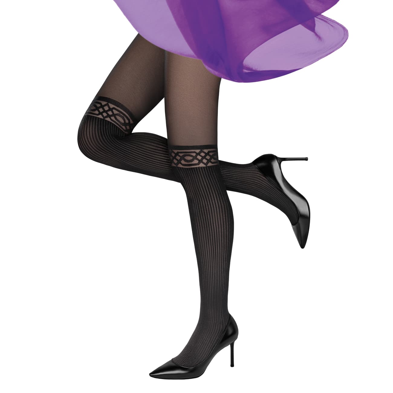 MOVE UP Damen Feinstrumpfhose Rippe 30/70 DEN