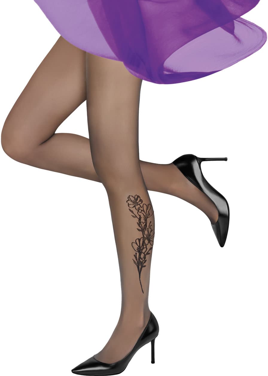 MOVE UP Damen Feinstrumpfhose Blumenranke 30 DEN