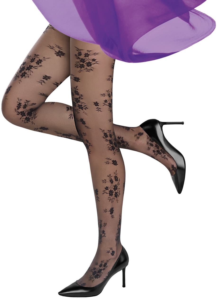 MOVE UP Damen Feinstrumpfhose All Over Blüten Dezent 30 DEN