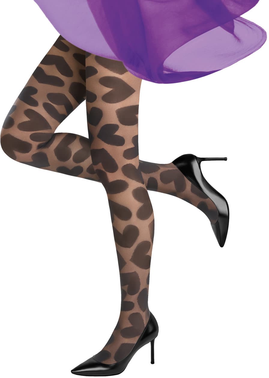 MOVE UP Damen Feinstrumpfhose Herzmotiv 30 DEN