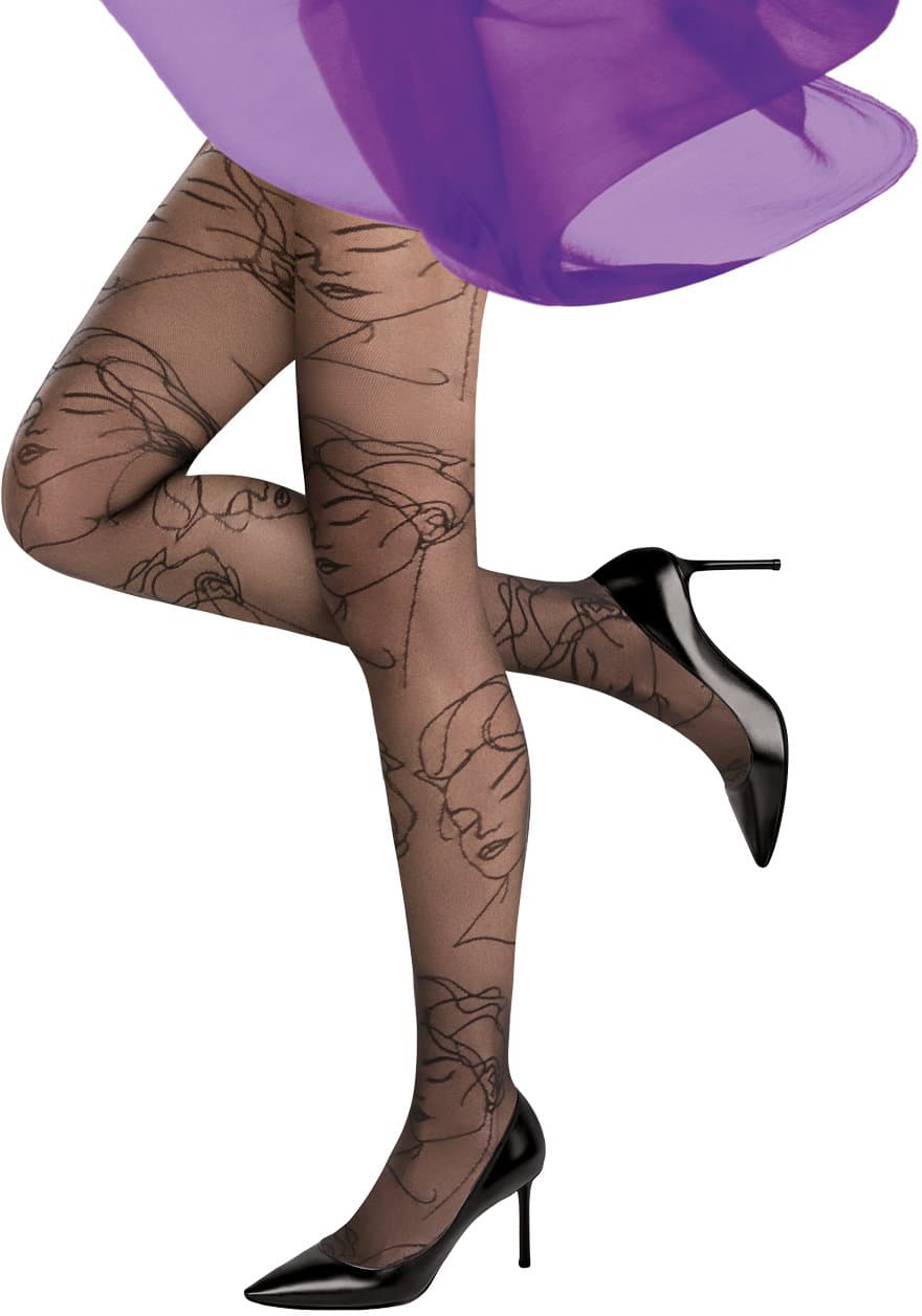 MOVE UP Damen Feinstrumpfhose Linienkunst 30 DEN