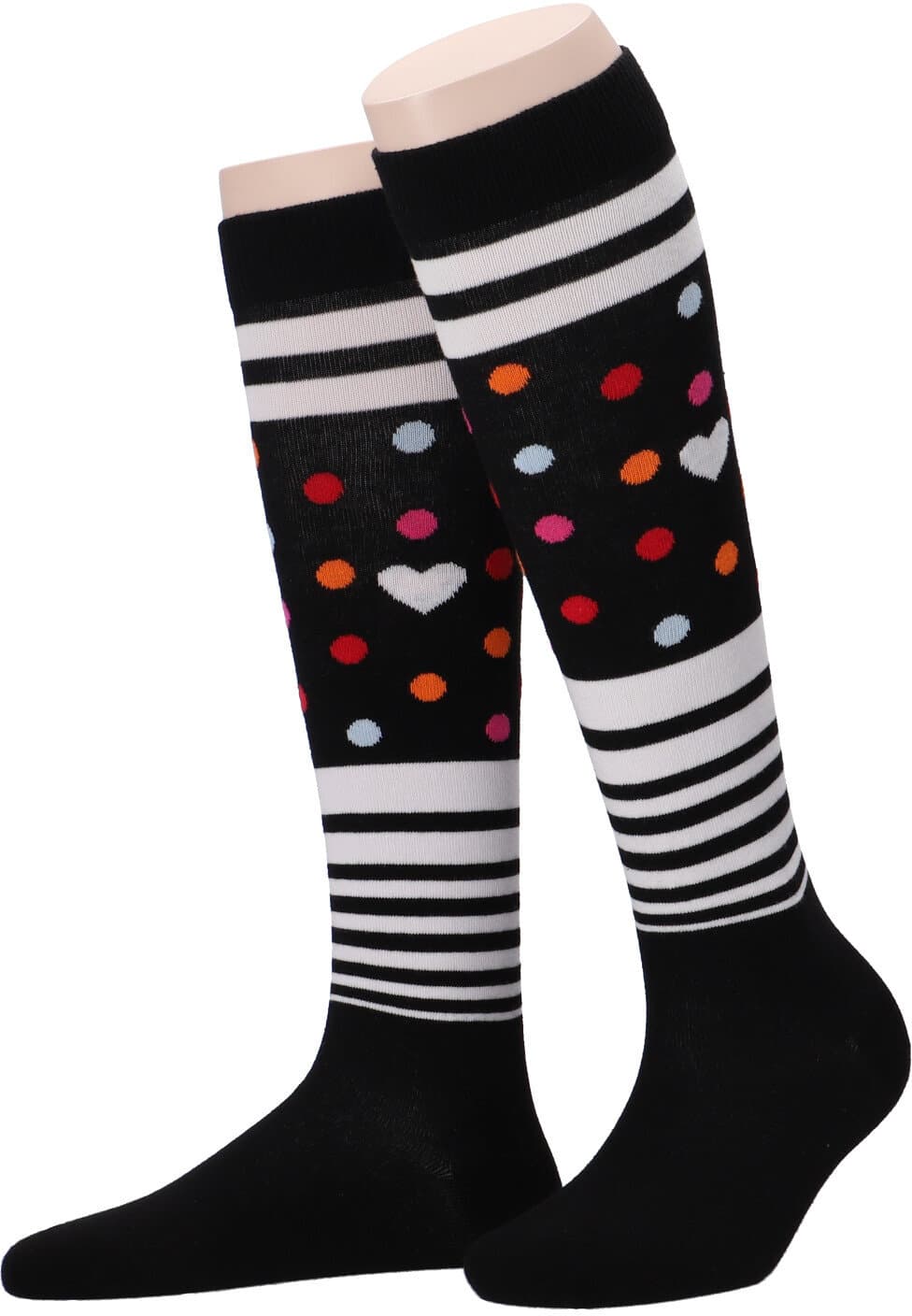 MOVE UP Damen Kniestrümpfe Herz Streifen