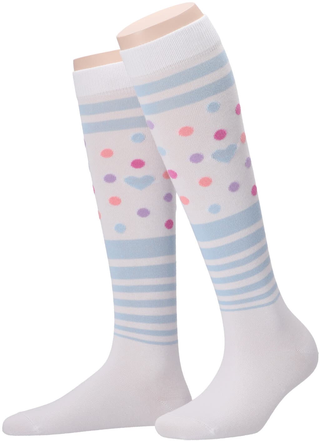 MOVE UP Damen Kniestrümpfe Herz Streifen