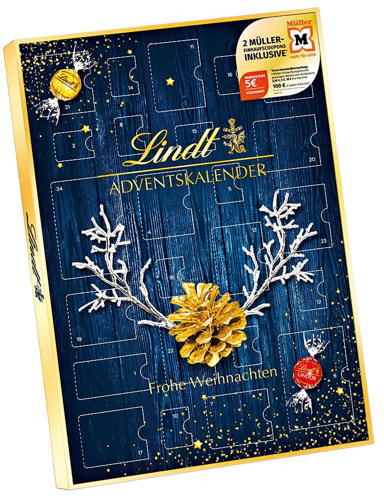 Lindt Müller Gutschein Adventskalender blau