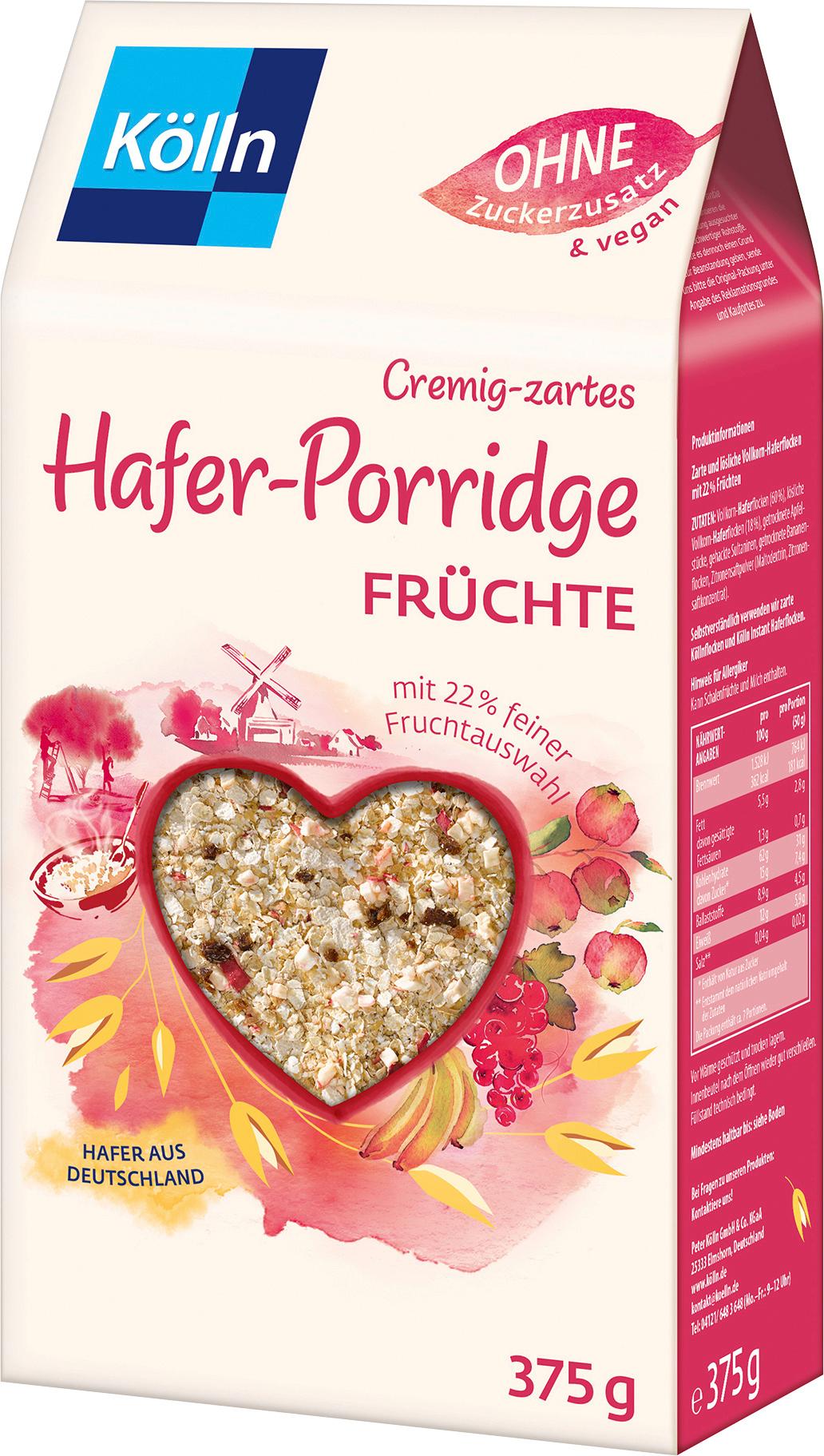 Kölln Cremig-zartes Hafer-Porridge Früchte 375g mit 22 % feiner Fruchtauswahl